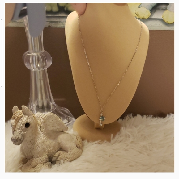 Silver Key water drop longsterling silver necklace - Picture 7 of 8